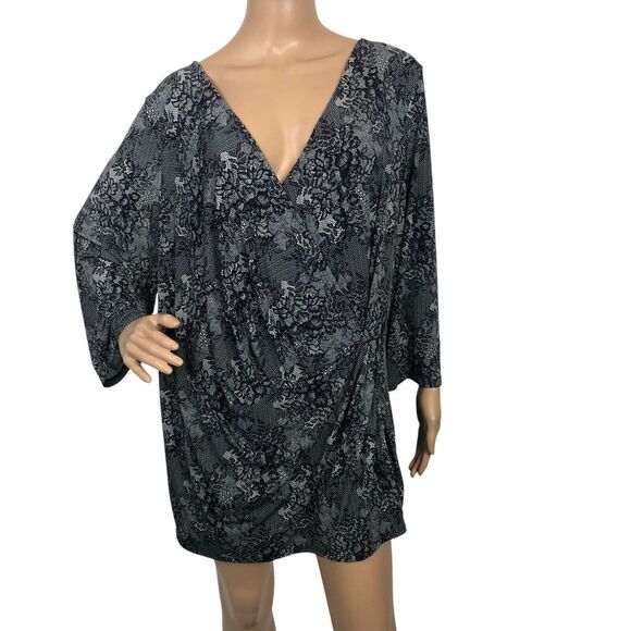 Lane Bryant Tops - Lane Bryant Lace Print‎ Surplice V-Neck Top Shirt Size 26/28 Whimsigoth Formal